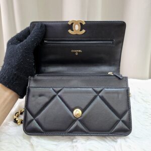 Chanel C19 WOC Lambskin Black Mixed Hardware Microchipped