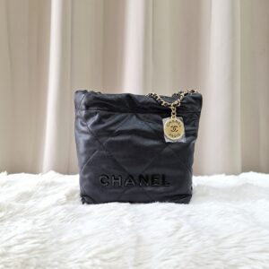 Chanel 22 Mini Black Quilted Caviar Leather
