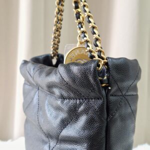 Chanel 22 Mini Black Quilted Caviar Leather