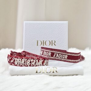 Christian Dior J'Adior Woven Cotton Friendship Bracelet Red