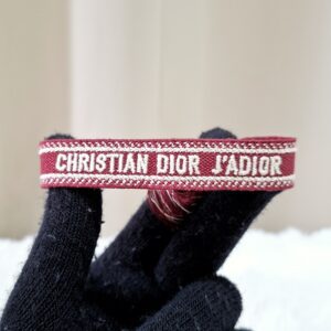 Christian Dior J'Adior Woven Cotton Friendship Bracelet Red