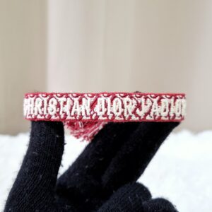 Christian Dior J'Adior Woven Cotton Friendship Bracelet Red
