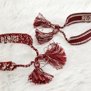 Christian Dior J'Adior Woven Cotton Friendship Bracelet Red