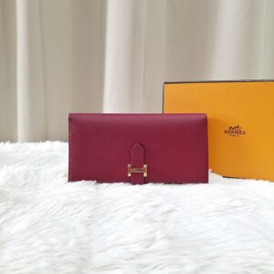 Brand New Hermès Bearn Rouge/Orange GHW Stamp B CN 004DP