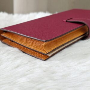 Brand New Hermès Bearn Rouge/Orange GHW Stamp B CN 004DP