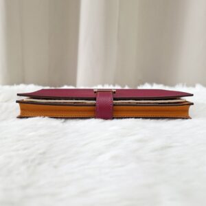 Brand New Hermès Bearn Rouge/Orange GHW Stamp B CN 004DP