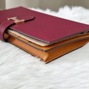 Brand New Hermès Bearn Rouge/Orange GHW Stamp B CN 004DP