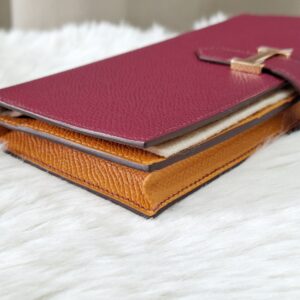 Brand New Hermès Bearn Rouge/Orange GHW Stamp B CN 004DP
