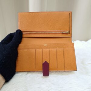 Brand New Hermès Bearn Rouge/Orange GHW Stamp B CN 004DP
