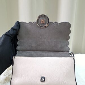 vitello dolce f is flowers and bows scalloped micro double baguette grigio perla camelia